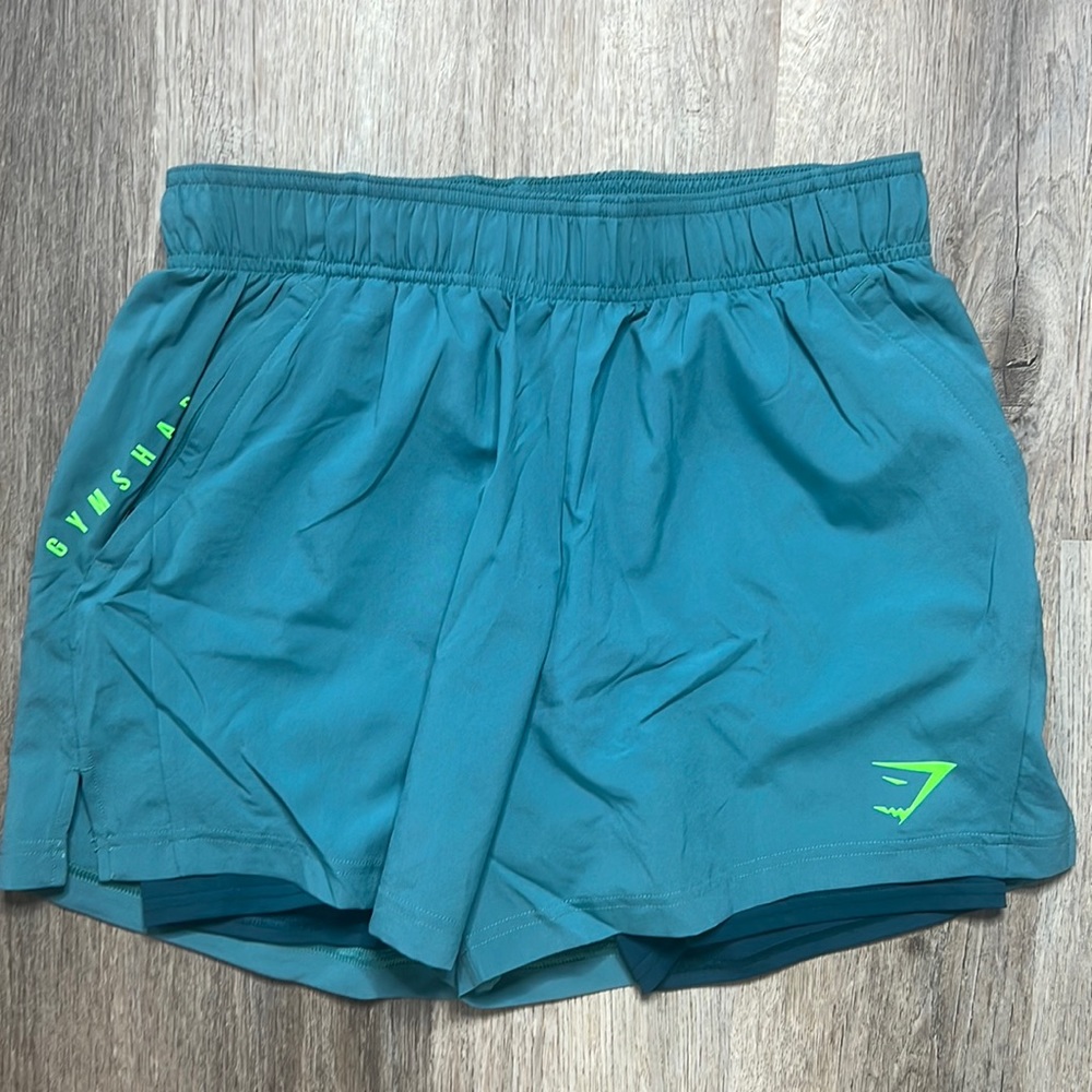 Teal and green 5 inch athletic gymshark shorts. Size medium